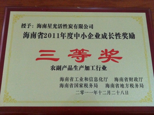 2011年度海南中小型企業成長鼓勵獎三等獎